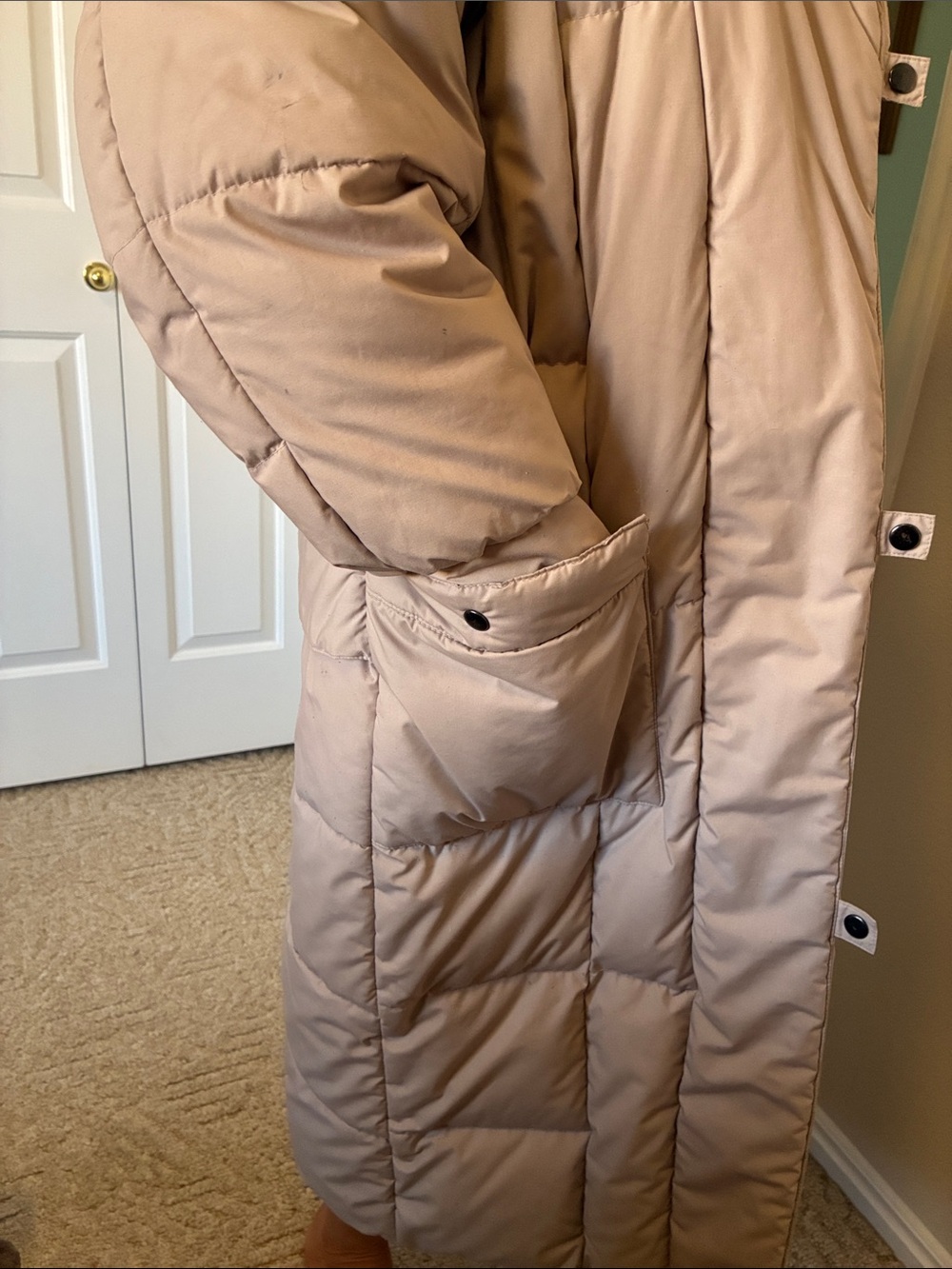 Gallery Tan Puffer Jacket with Pink Accents - Picture 4 of 8